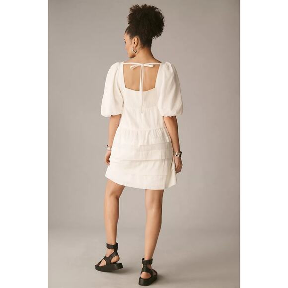 Anthropologie Square Neck Puff Sleeve Cotton Dress - Picture 2 of 7